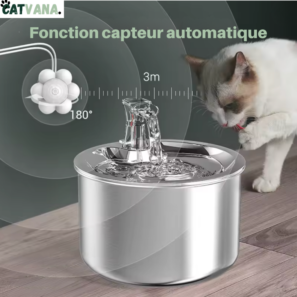 HydraLite 2L - Fontaine à Eau, Pour Chat, Inox