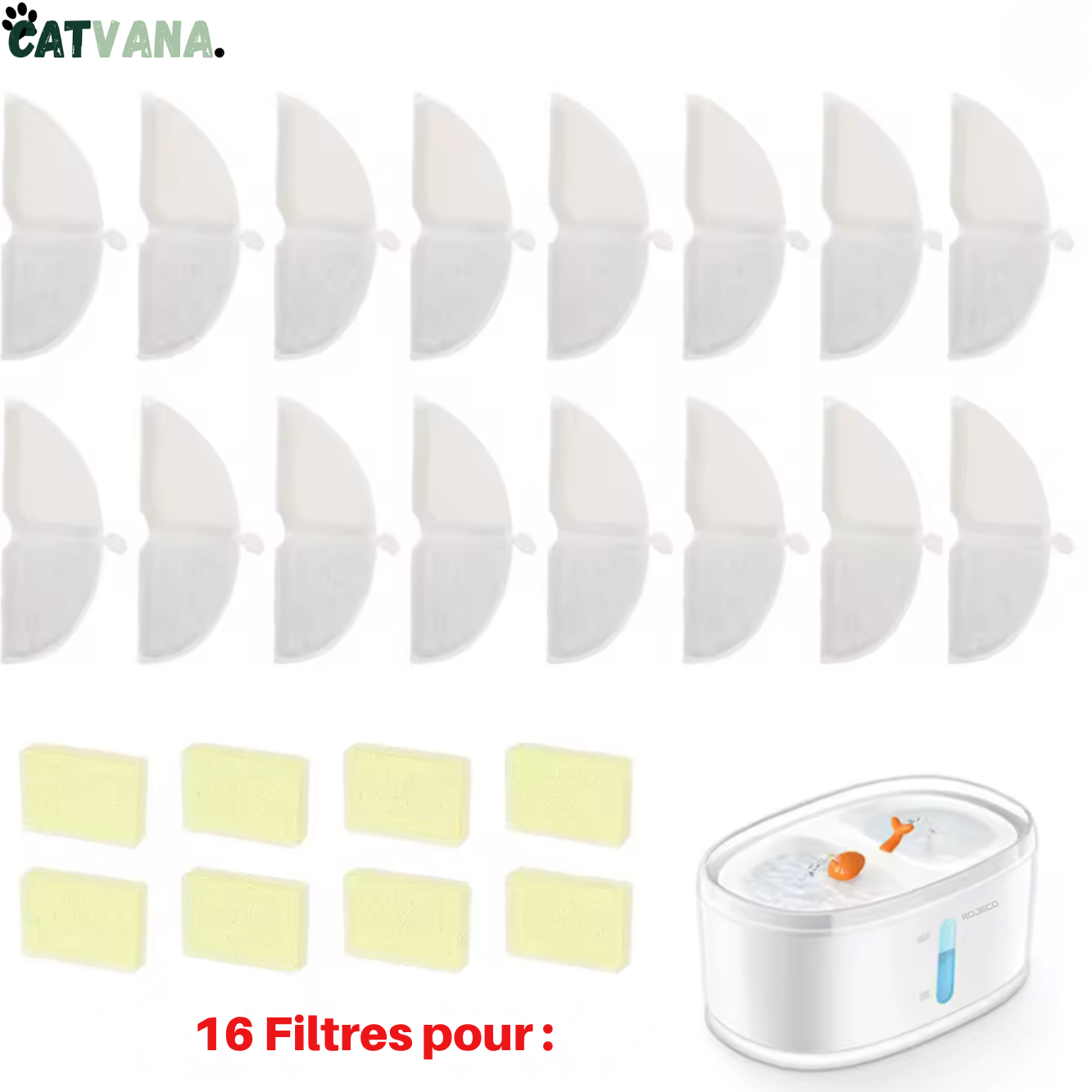 Filtre Pour Fontaine à Eau HydraPro,  16 Pièces