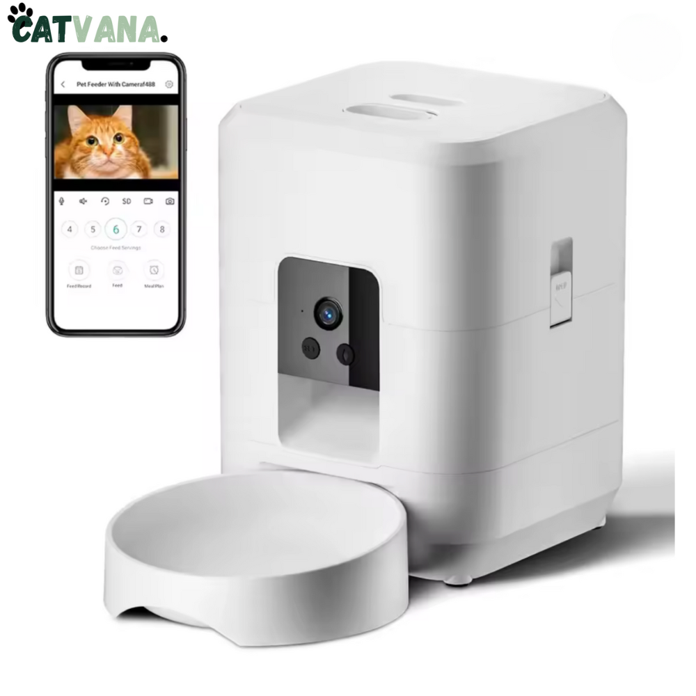 FeedFlow Sync - Distributeur de Croquettes, Caméra Intégrée, Pour Chat