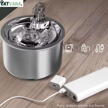 HydraLite 2L - Fontaine à Eau, Pour Chat, Inox