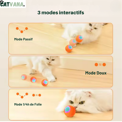 TurboBall - Balle Rebondissante Automatique Orange, Pour Chat