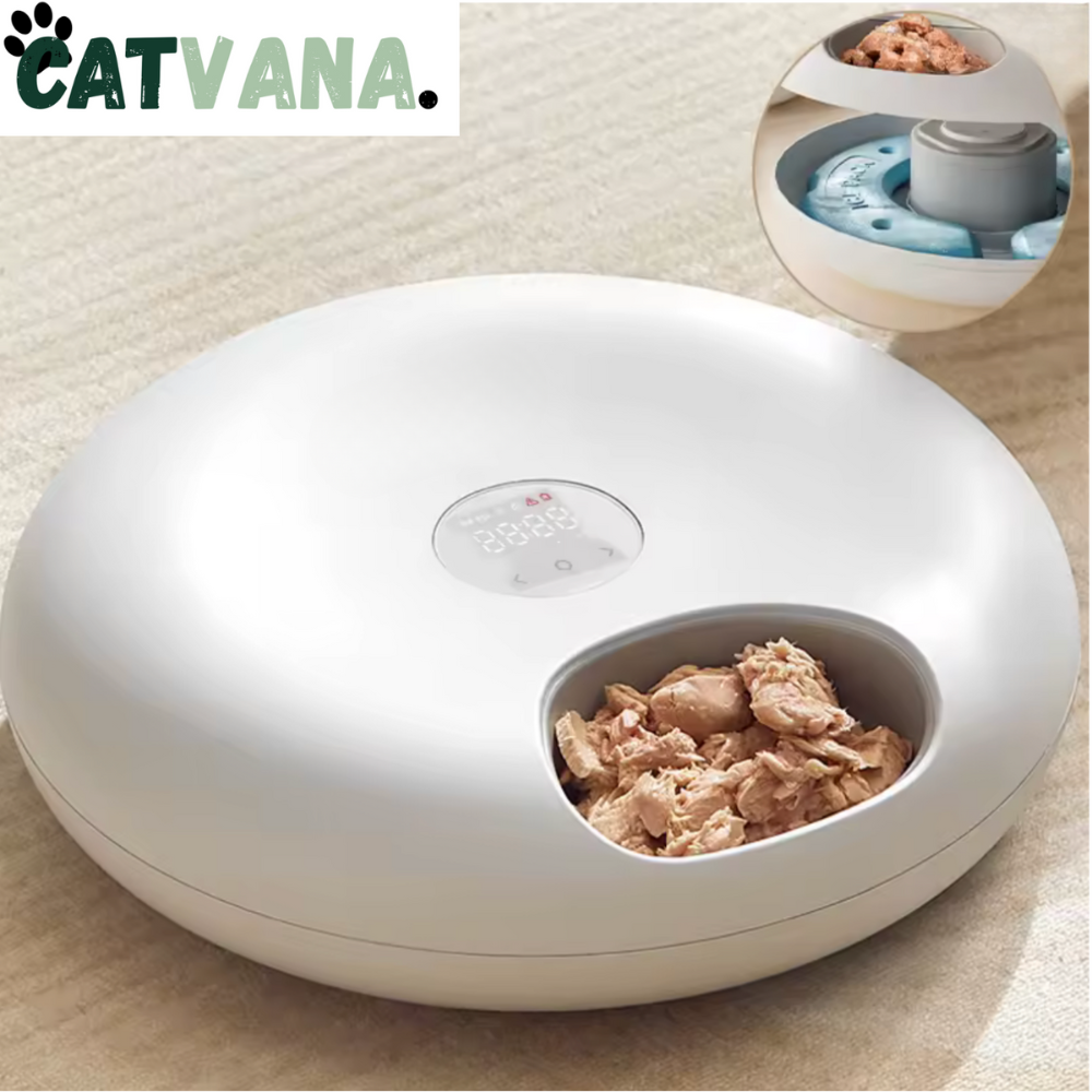 FeedFlow Stream - Distributeur de Nourriture Réfrigérer, 6 Portions, Pour Chat