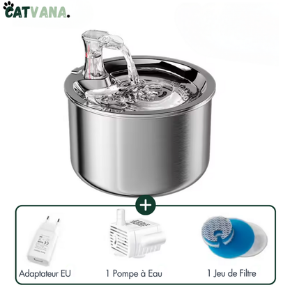 HydraLite 2L - Fontaine à Eau, Pour Chat, Inox