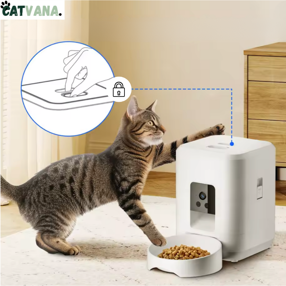FeedFlow Sync - Distributeur de Croquettes, Caméra Intégrée, Pour Chat