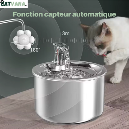 HydraLite 2L - Fontaine à Eau, Pour Chat, Inox