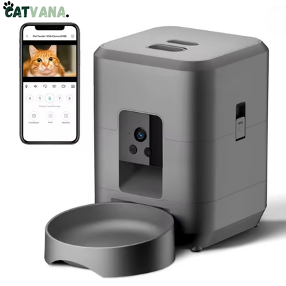 FeedFlow Sync - Distributeur de Croquettes, Caméra Intégrée, Pour Chat