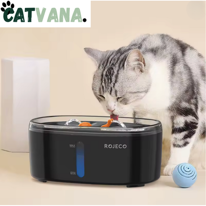 HydraPro Noir 2,5 L - Fontaine à Eau Pour Chat, Double Cuves