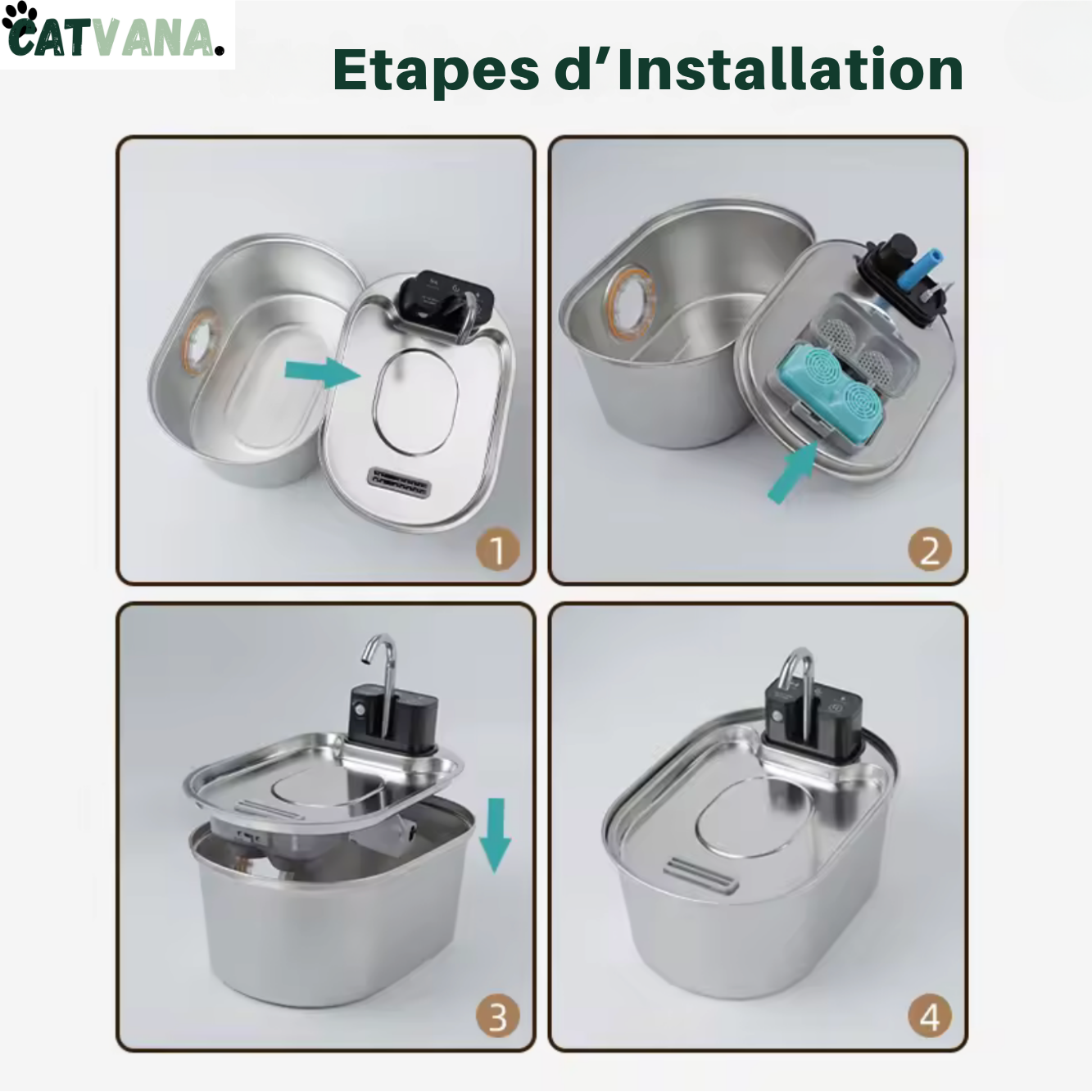 Filtre Fontaine à Eau HydraOne 3,2 L Inox 6 Pièces